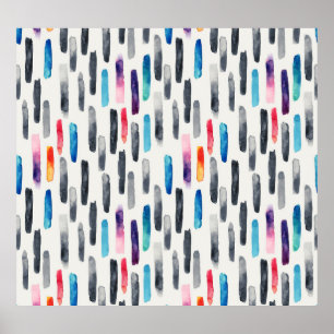 Póster Paredes de brocha acuarela, colorido y sin costura