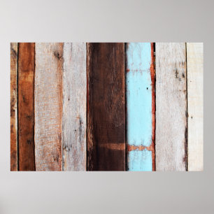 Póster Paredes de madera gris vieja, negro, blanco, table