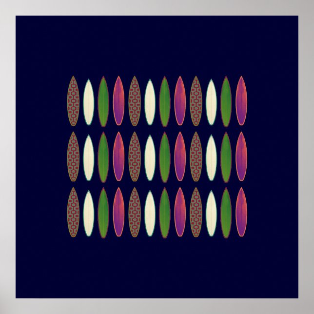 Póster paredes decoradas con tablas de surf (Frente)