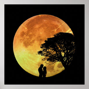 Póster Pareja Amor Romance Amantes de la Luna Romántico