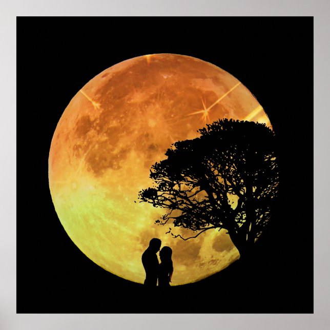 Póster Pareja Amor Romance Amantes de la Luna Romántico (Frente)