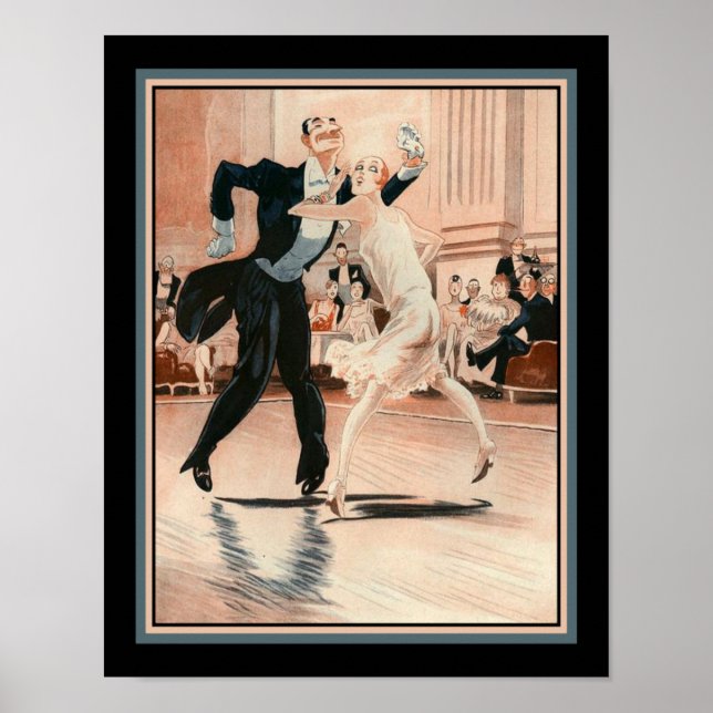 Póster Pareja Art Déco de los años 1920 bailando el Charl (Frente)