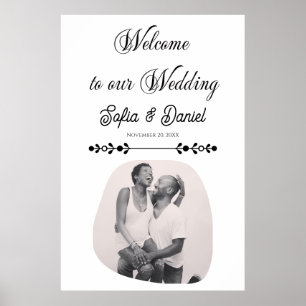 Póster Pareja artística de Moda de Boda blanco y negro de