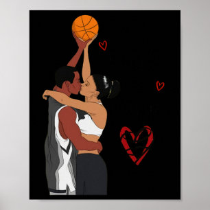 Póster Pareja Baloncesto Negro Te Amo Doble o Nada