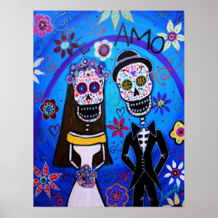 Póster Pareja boda de los Muertos