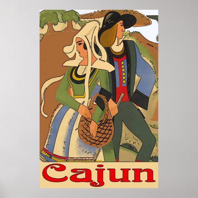 Póster Pareja cajún con robles (Frente)