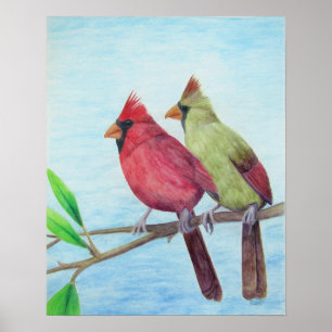 Póster Pareja cardinal