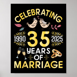 Póster Pareja Celebrando 35 Años De Matrimonio Desde 1990