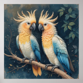 Póster Pareja Cockatoo Parrot