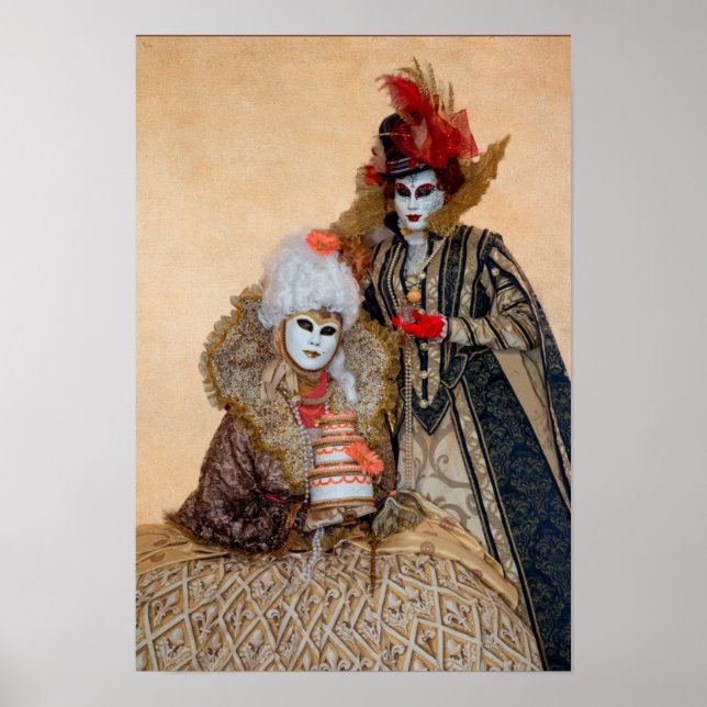 Póster Pareja con traje de carnaval, Venecia (Frente)