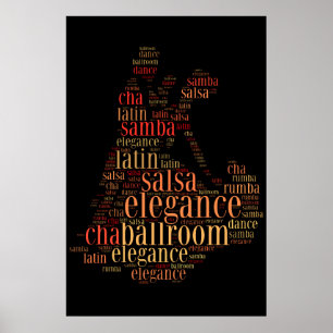 Póster Pareja de baile como diseño de nube de palabras