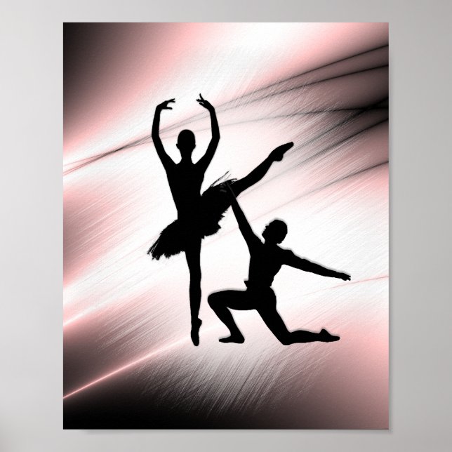 Póster Pareja de baile de ballet con acento rosa (Frente)