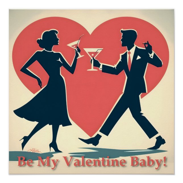 Póster Pareja de baile moderna de San Valentín de mediado (Anverso)