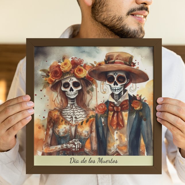 Póster pareja de bodas de acuarela Dia de los Muertos (Subido por el creador)