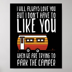 Póster Pareja de Camping Feliz Camper Trailer