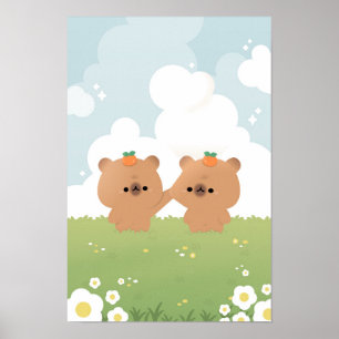 Póster Pareja de Capibara romántica