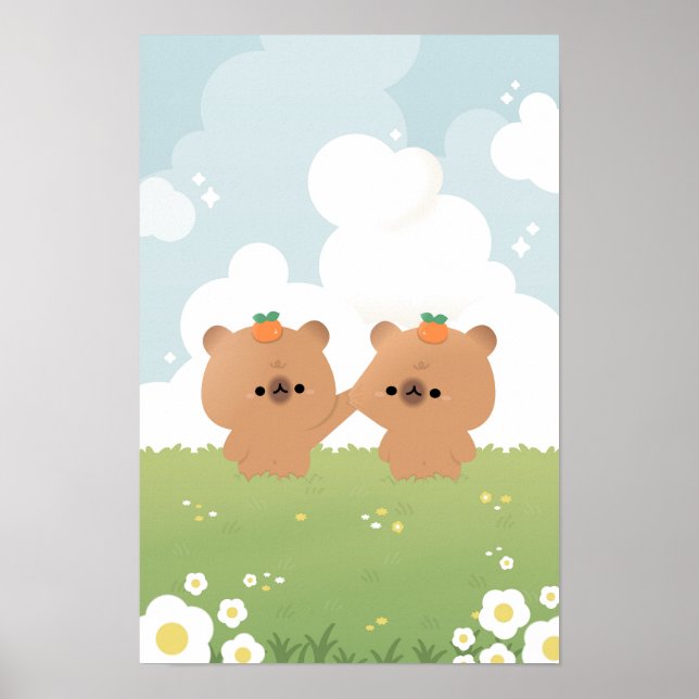 Póster Pareja de Capibara romántica (Frente)