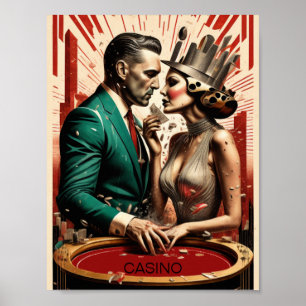 Póster Pareja de Casino Art Deco