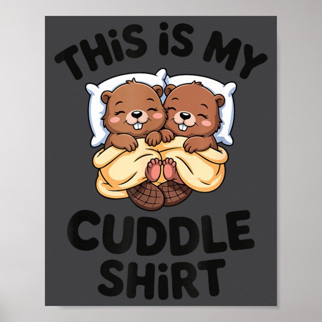 Póster Pareja de castores divertidos Este es mi abrazo  (Frente)
