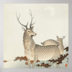 Póster Pareja de ciervos de Ohara Koson