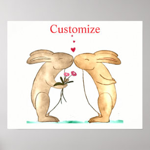 Póster Pareja de conejos besándose Thunder_Cove