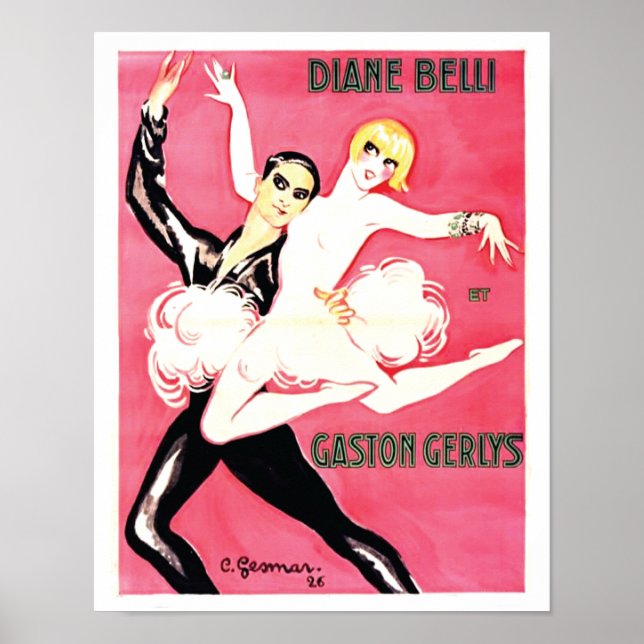 Póster Pareja de danza de la edad de jazz Art Deco (Frente)