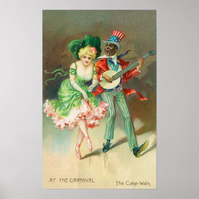 Póster Pareja de disfraces haciendo la caminata de torta (Frente)