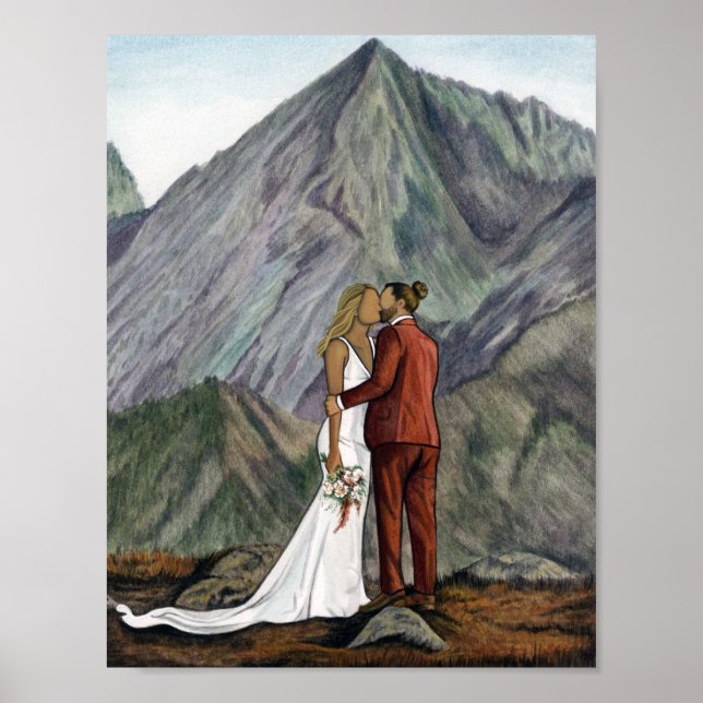 Póster Pareja de Elopement en la imprenta de las montañas (Frente)