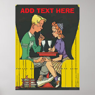 Póster Pareja de época con soda