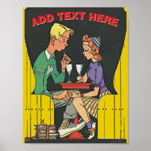 Póster Pareja de época con soda