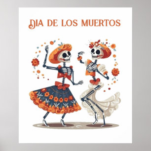 Póster Pareja de Esqueleto Bailando Custom Día de los Mue