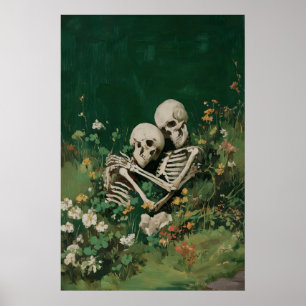 Póster Pareja de esqueletos románticos impresa – pared de