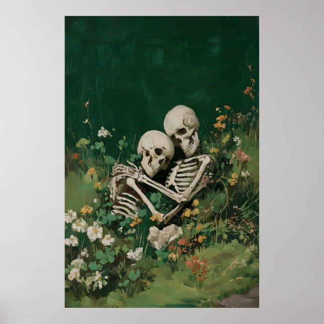 Póster Pareja de esqueletos románticos impresa – pared de (Frente)