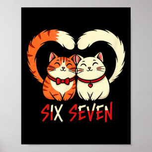 Póster Pareja de gatos lindos ropa callejera de amor romá