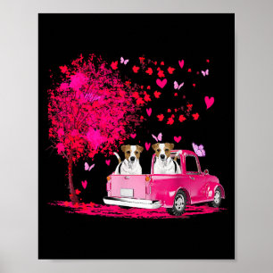 Póster Pareja de Jack Russell Camión Feliz Día de San Val