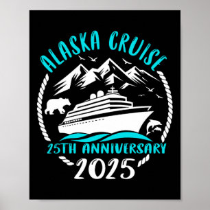 Póster Pareja de la boda del crucero por Alaska del 25 an