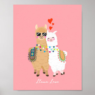 Póster Pareja de Llama Cute de Guay enamorada