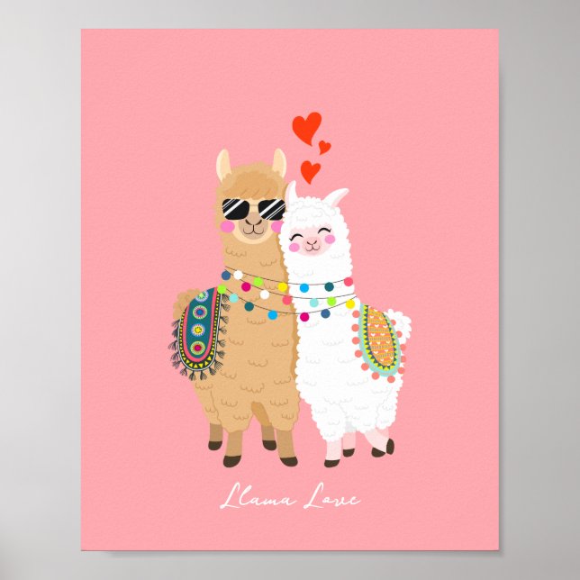 Póster Pareja de Llama Cute de Guay enamorada (Frente)