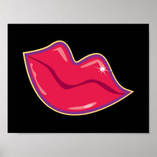 Póster Pareja de los labios rojos de cerezo