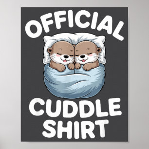 Póster Pareja de Nutria Adorable Acurrucada