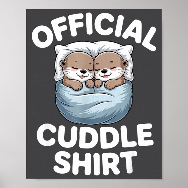 Póster Pareja de Nutria Adorable Acurrucada (Frente)