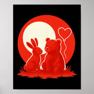 Póster Pareja de osos conejos lindos Amantes del día de S