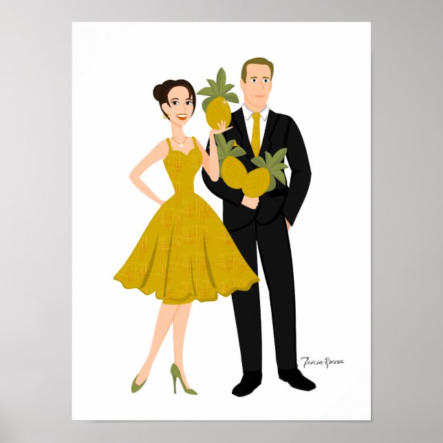 Póster Pareja de piña (Frente)