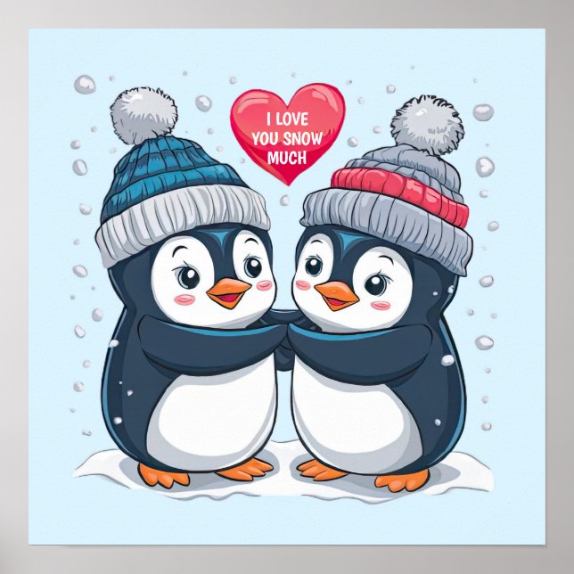 Póster pareja de pingüinos (Frente)