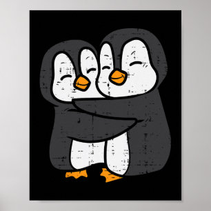 Póster Pareja de pingüinos abraza a mujeres hombres Chica