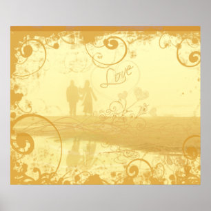 Póster Pareja de Playa con Estilo Grunge y Girado