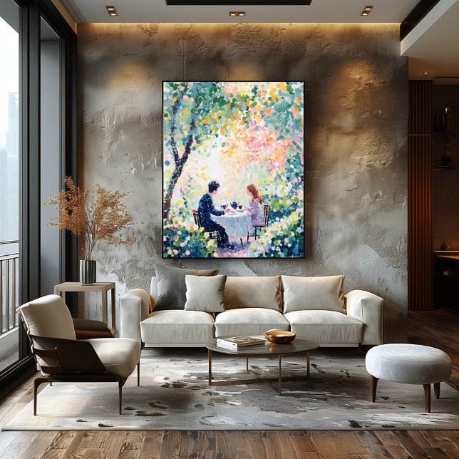 Póster Pareja de Pointillismo que disfruta del té al aire (Subido por el creador)