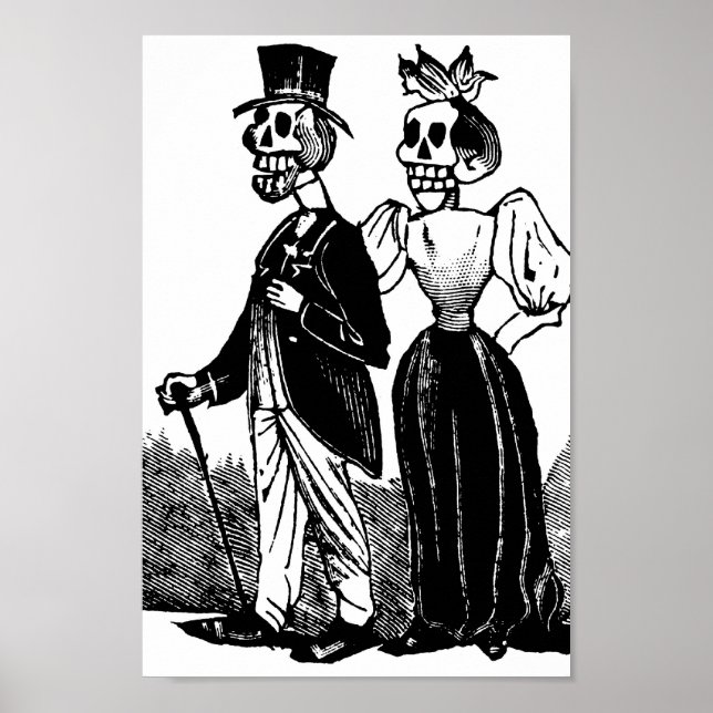 Póster Pareja de Skeleton antigua alrededor de principios (Frente)