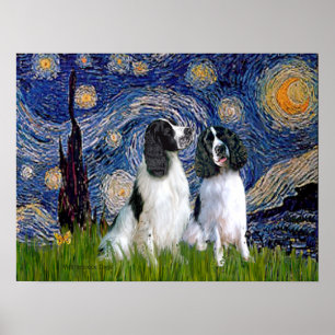 Póster Pareja de Springer inglesa - Noche estrellada