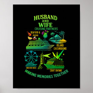Póster Pareja de vacaciones en crucero con ropa a juego d